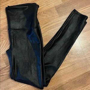 Spanx Leggings Womens Large Black Faux Leather High Rise Shaping Stretchy